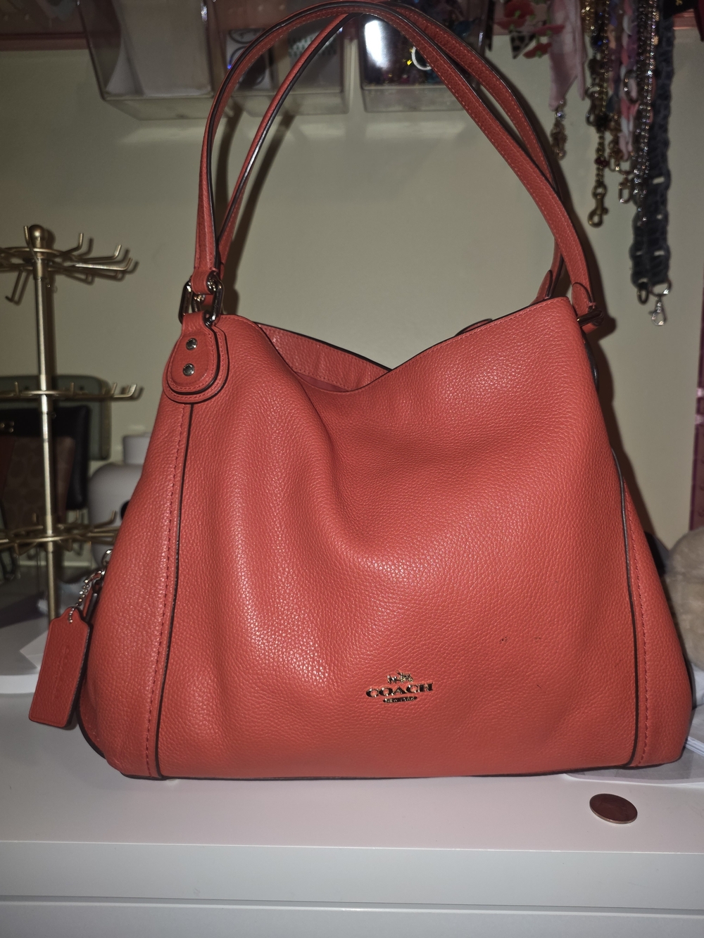 Coach Edie 30 Shoulder Bag in Coral